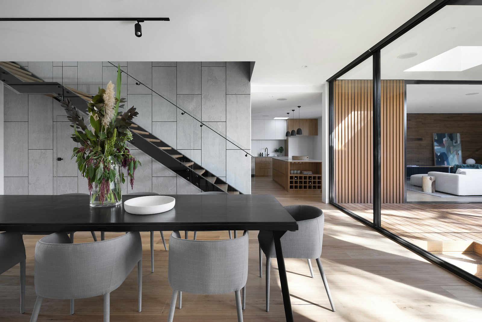 Light-filled interior with durable wood-look flooring
